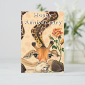 Grappige Giraffe Jubileum Kaart (Staand voorkant)