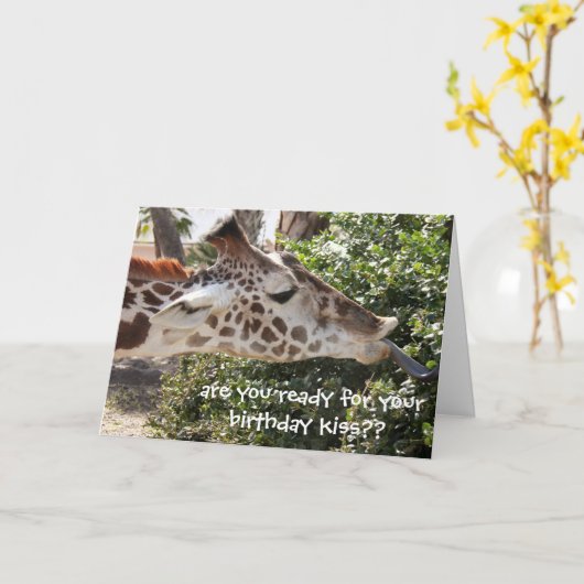 Grappige Giraffe Kaart, klaar voor je verjaardagsk Kaart (Gele Bloem)