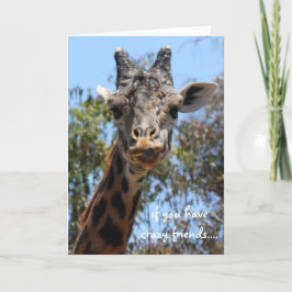 Grappige Giraffe Kaart, vrienden zijn alles! Kaart