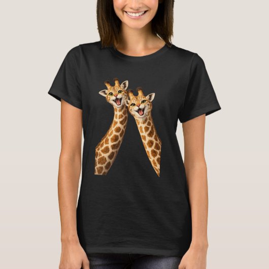 Grappige Giraffe Kat Schattig Dier Meme Liefhebber T-shirt (Voorkant)