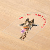 Grappige Giraffe kerst Kaart - aangepaste tekst Acryl Uitnodigingen (Laagn)