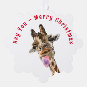 Grappige Giraffe Kerst Ornament Kaart
