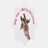 Grappige Giraffe Kerst Ornament Kaart (Rechts)