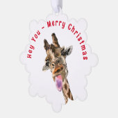 Grappige Giraffe Kerst Ornament Kaart (Links)