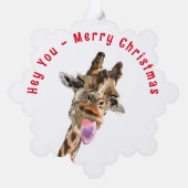 Grappige Giraffe Kerst Ornament Kaart (Achterkant)