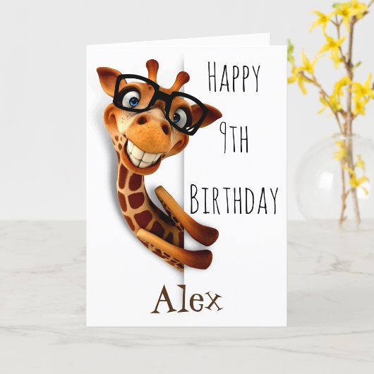 Grappige Giraffe Kinderen Verjaardagskaart Kaart