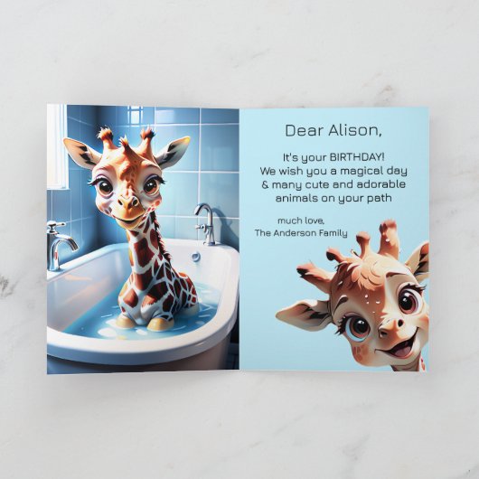 Grappige Giraffe kinderverjaardag Kaart (Binnen)