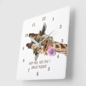 Grappige Giraffe Klok Glimlach - Aangepaste tekst (Hoek)