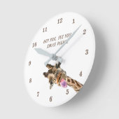 Grappige Giraffe Klok Glimlach - Aangepaste tekst (Hoek)