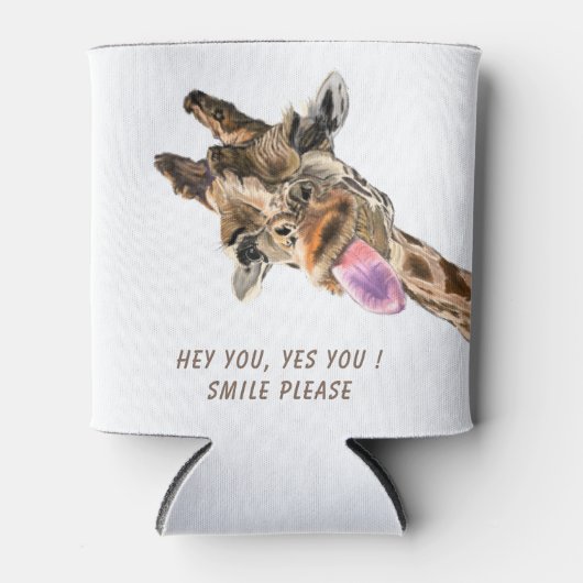 Grappige Giraffe Koelbox Glimlach - Aangepaste tek Blikjeskoeler (Voorkant)