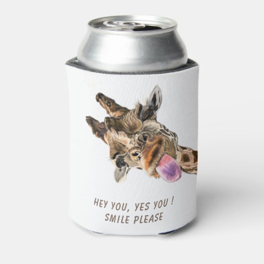 Grappige Giraffe Koelbox Glimlach - Aangepaste tek Blikjeskoeler (Blikje Achterkant)