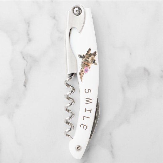 Grappige Giraffe Kurkentrekker Glimlach - Aangepas (Voorkant)