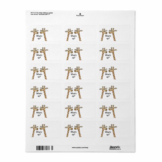 Grappige Giraffe labels (Full Sheet)