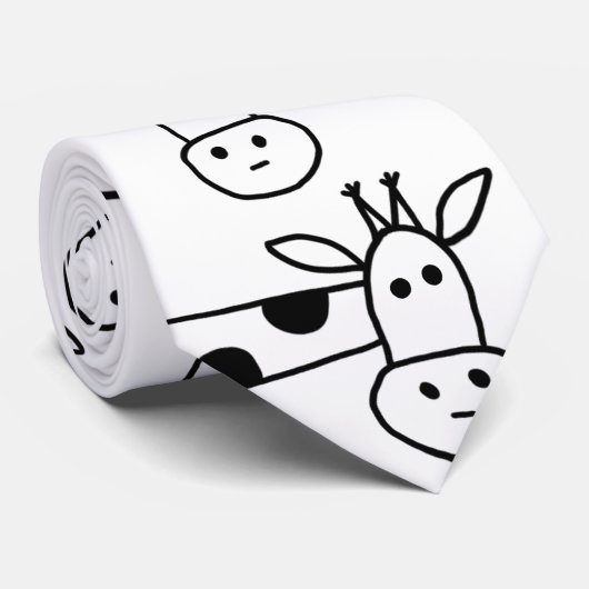 Grappige Giraffe Line Tekening Doodles Eigenzinnig Stropdas (Opgerold)