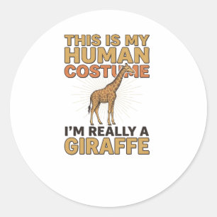 Grappige Giraffe Menselijke Kostuum Vintage Gravur Ronde Sticker