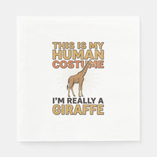 Grappige Giraffe Menselijke Kostuum Vintage Gravur Servet