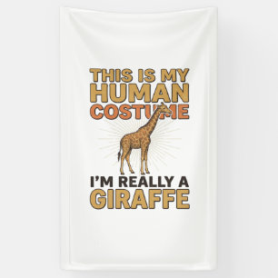 Grappige Giraffe Menselijke Kostuum Vintage Gravur Spandoek
