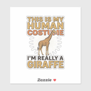 Grappige Giraffe Menselijke Kostuum Vintage Gravur Sticker