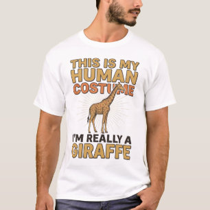 Grappige Giraffe Menselijke Kostuum Vintage Gravur T-shirt