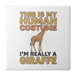 Grappige Giraffe Menselijke Kostuum Vintage Gravur Tegeltje