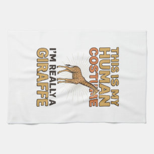 Grappige Giraffe Menselijke Kostuum Vintage Gravur Theedoek