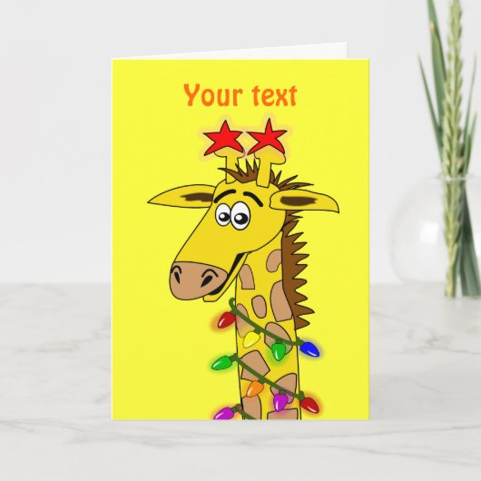 Grappige Giraffe met Capricieuze Kerstmis van Feestdagen Kaart (Voorkant)