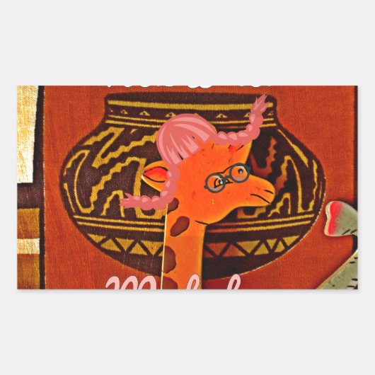 Grappige Giraffe met coole tekst Hakuna Matata Des Rechthoekige Sticker (Voorkant)