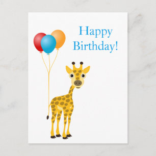 Grappige giraffe met kleurrijke ballonnen briefkaart