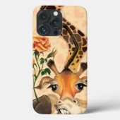 Grappige Giraffe met Roos iPhone Case (Achterkant)