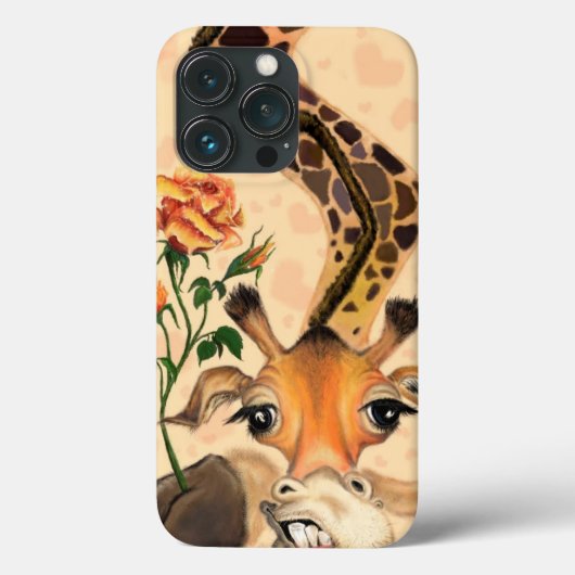 Grappige Giraffe met Roos iPhone Case (Achterkant)