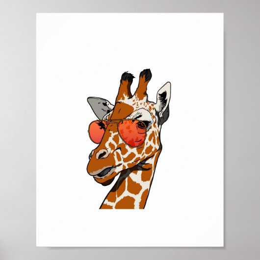 Grappige Giraffe met Zonnebril Cadeau idee voor Gi Poster (Voorkant)