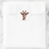 Grappige Giraffe met zonnebril Ronde Sticker (Tas)