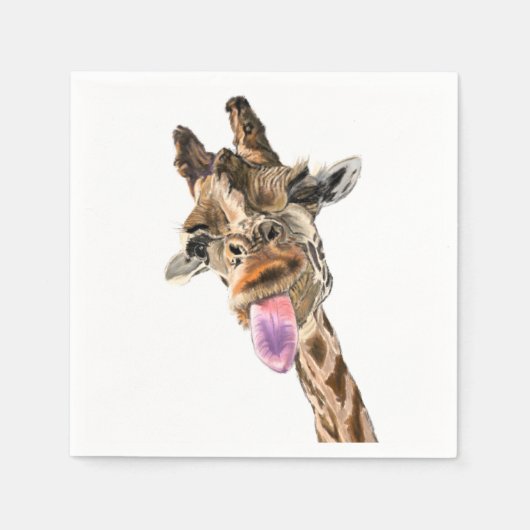Grappige Giraffe Napkins Smile Servet (Voorkant)