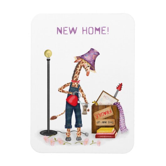 Grappige giraffe nieuwe thuis magneet (Verticaal)
