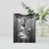 Grappige Giraffe op de WC Briefkaart (Staand voorkant)