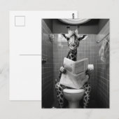 Grappige Giraffe op de WC Briefkaart (Voorkant / Achterkant)