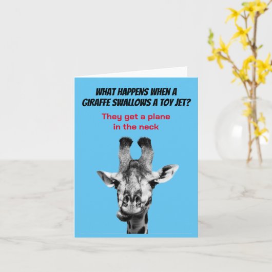 Grappige giraffe papa grapjes wenskaart kaart (Gele Bloem)