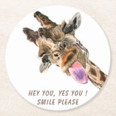 Grappige Giraffe Papieren Onderzetters Glimlachen (Voorkant)