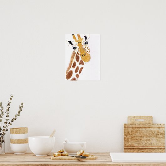 Grappige Giraffe Poster (Keuken)