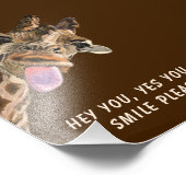 Grappige Giraffe Poster Aangepaste Kleur en Tekst (Hoek)