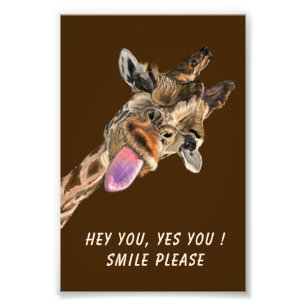 Grappige Giraffe Poster Aangepaste Kleur en Tekst