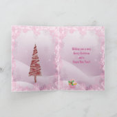 Grappige Giraffe & Roze Cupcake Kerst Kaart (Binnen)