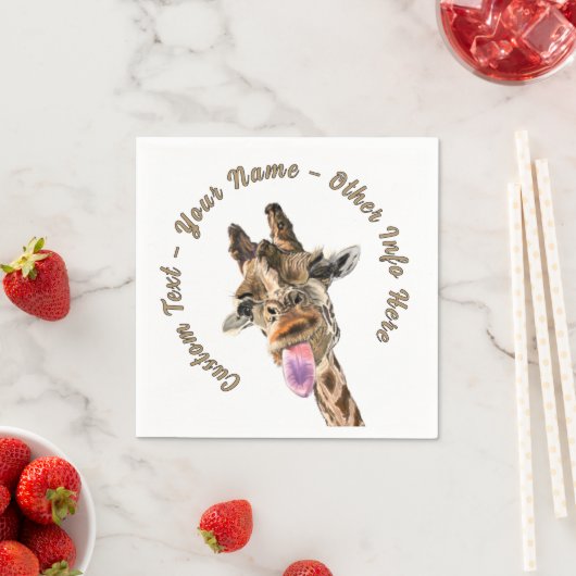 Grappige Giraffe servetten met aangepaste tekst (Insitu)