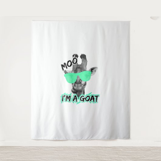 Grappige Giraffe Shirt Moo Ik ben een geit Schatti Wandkleed (Voorkant)