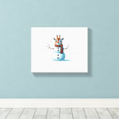 Grappige Giraffe Sneeuwman Sjaal Kerst Dames Heren Canvas Afdruk (Insitu (Houten vloer))
