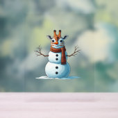 Grappige Giraffe Sneeuwman Sjaal Kerst Vrouwen Man Acryl Bord (Neutraal)