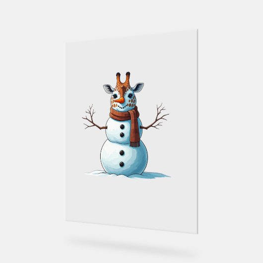 Grappige Giraffe Sneeuwman Sjaal Kerst Vrouwen Man Acryl Bord (Hoek)