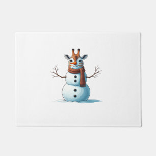 Grappige Giraffe Sneeuwman Sjaal Kerst Vrouwen Man Deurmat