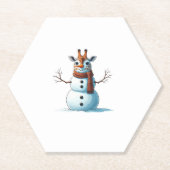 Grappige Giraffe Sneeuwman Sjaal Kerst Vrouwen Man Kartonnen Onderzetters (Voorkant)