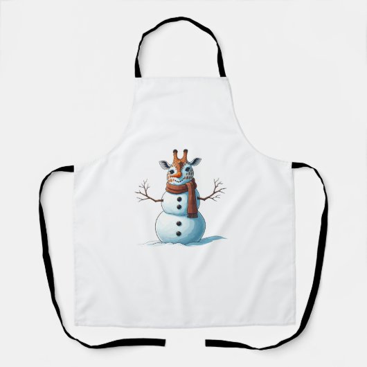 Grappige Giraffe Sneeuwman Sjaal Kerst Vrouwen Man Schort (Voorkant)